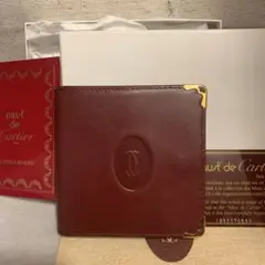 極美品イタリア製 CARTIER マストドゥカルティエ コンパクト二つ折り財布