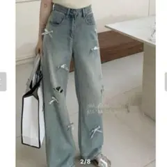 シークレットラビット スタイルアップが叶う！リボン飾りデニムパンツ
