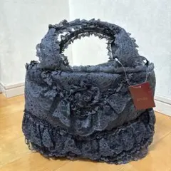 [新品未使用]総レース フリル バッグ グレー