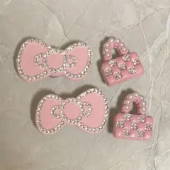 シビッツクロックス キラキラリボン キラキラバッグ ピンク×シルバー 4個セット