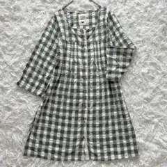 クラウドナイン【サイズ M-L】シャツワンピース　チェック　レース　Aライン