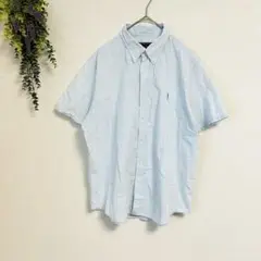 美品✨ＥAST BOY 水色チェック 半袖シャツ ボタンダウン【15】