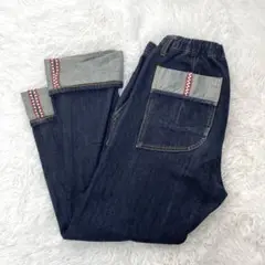 【レア】AOZORAデニムロングガゼットパンツ セルビッチ ロールアップ