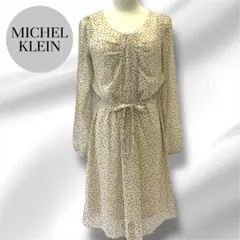 ❣️【新品同様】ミッシェルクラン ドット柄 シフォンワンピース 長袖 38