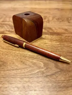 木製　ボールペン　花梨　ペンスタンド付き　セット