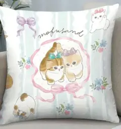 モフサンド　クッションカバー　リボンにゃん　お花　猫　ネコ