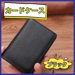 フラグメントケース 名刺入れ　黒　レザー風　マチあり 大容量