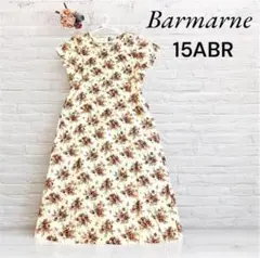 【Barmarne】Uネックロングコットン半袖ワンピース　ローズ柄　15ABR