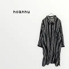 【noannu 】ストライプ シャツワンピース　ひざ丈　レーヨン　5L大きめ