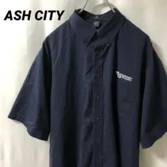 N-4700 ASH CITY アメリカ古着 ワークシャツ 半袖 刺繍 L