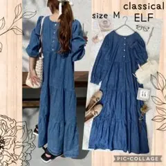 classical ELF 2way ティアード デニム ワンピース