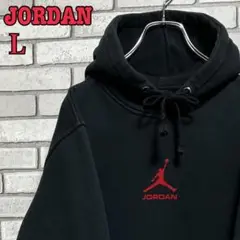 《大人気》JORDAN☆プルオーバーパーカー センターロゴ 裏起毛 ブラック L