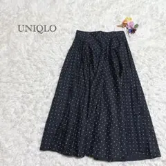 ユニクロ　フレアスカート ドット柄　ブラック×ホワイト Mサイズ ポケット付き