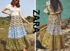 ZARA コットンプリントロングスカート新品未使用