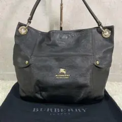 美品✨バーバリー ワンショルダーバッグ 肩掛け ホースロゴ オールレザー 黒