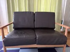 ダークブラウン レザー 2人掛けソファ