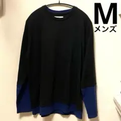 匿名配送　中古　Discoat　長袖カットソー　バイカラー　ブラック・ブルー