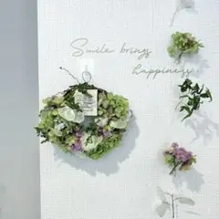 Summer〜アナベルとルナリアのミニリースとモビール2点セット/ドライフラワー