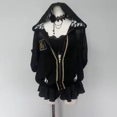 00s y2k 平成ギャル　coquette ゼブラ　スカル　フード付　パーカー