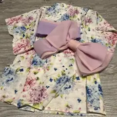 花柄浴衣とピンクリボン帯セット