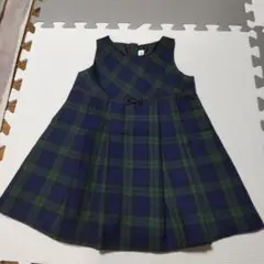 【新品未使用】90cm　ネイビーグリーンチェックワンピース