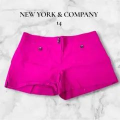 一点限り NY&Co 【14】ピンク ショートパンツ 派手色 鮮やかカラーパンツ