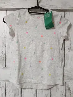 H&M オーガニックコットン ドット柄 Tシャツ L