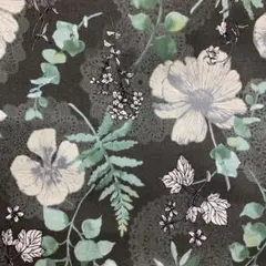 no.608 花柄　グレー黒地　50cm