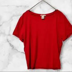 BOZZOLO 赤 半袖 リブフレンチスリーブTシャツ L