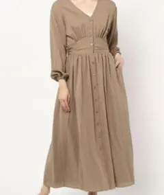SLOBE IENA イエナ　ワンピース　ベージュ　ロング　ウエストギャザー　F