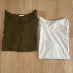 【ZARA】オリーブ・ホワイト 半袖Tシャツ 2枚セット