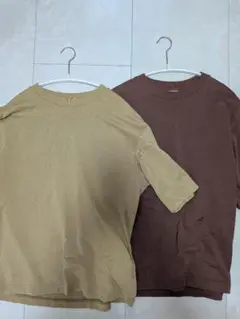 エアリズムコットンオーバーサイズTシャツ　メンズM　2着セット　赤、黄