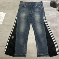 ドッキングデザインフレアデニム adidas トラックパンツ チャッペルル