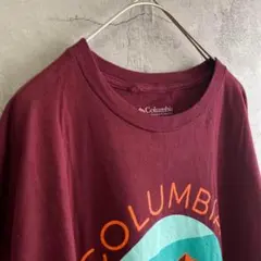 コロンビア 古着 アメリカ輸入 プリント Tシャツ 半袖 XLサイズ えんじ色