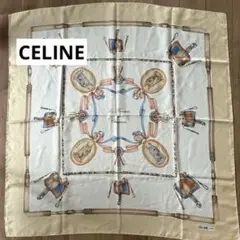 CELINE セリーヌ シルクスカーフ 馬具デザイン ベージュ