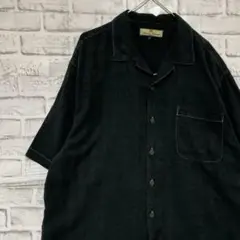 半袖シルクシャツ！アロハ　トミーバハマブラックL 730