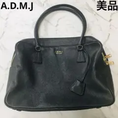 ★美品★ A.D.M.Jエーディーエムジェイ レザーハンドバッグ ブラック