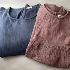 ダブルガーゼ　フレンチスリーブ　ワンピ　親子
