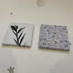 植物モチーフアートパネル2枚セット　花柄　葉っぱ