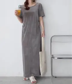 hellam シアーベロア半袖ワンピース