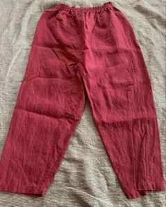 日本製リネン　パンツ　ピンク