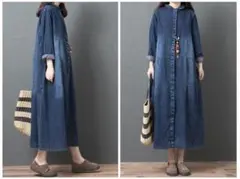 女性大人気新品ゆったりワンピースレディースデニム綿07