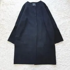 希少 【セオリーリュクス】ラムレザー切替 ロングコート M 黒系 コート 希少 【セオリーリュクス】ラムレザー切替 ロングコート M 黒系