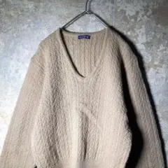 【ヴィンテージ】ウールのVネックニット used 古着 ZAS11