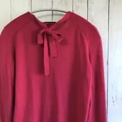 ドゥロワー Vネックニット バックリボン カシミヤ シルク レッド