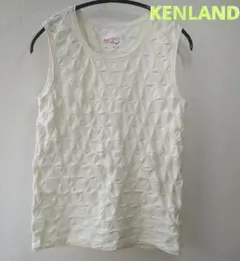 KENLAND タンクトップ アイボリー 菱形ワッフル 凹凸生地 М−L
