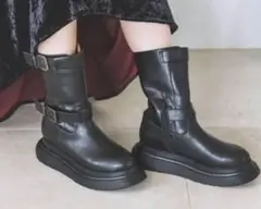JEANASIS ブーツ フラッフィーソールベルトブーツ 黒