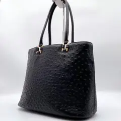【美品】 オーストリッチレザー　トートバッグ　ブラック