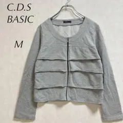 C.D.S BASIC ノーカラージャケット　ラメ入り　スエット生地a1220