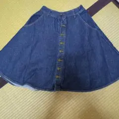 レトロガールデニム膝丈スカート